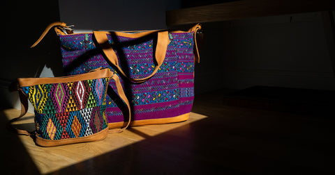 beautiful handmade leather huipil bags from Guatemala