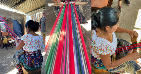 hand loomed natural fiber huipil by indigenous woman in Guatemala